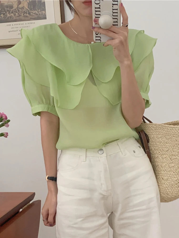 Blusas De Verano Mujer 2023 Summer Short Sleeve Pink Blouse Women Loose Shirt Female Korean Style Tops Fashion Womens Clothing
