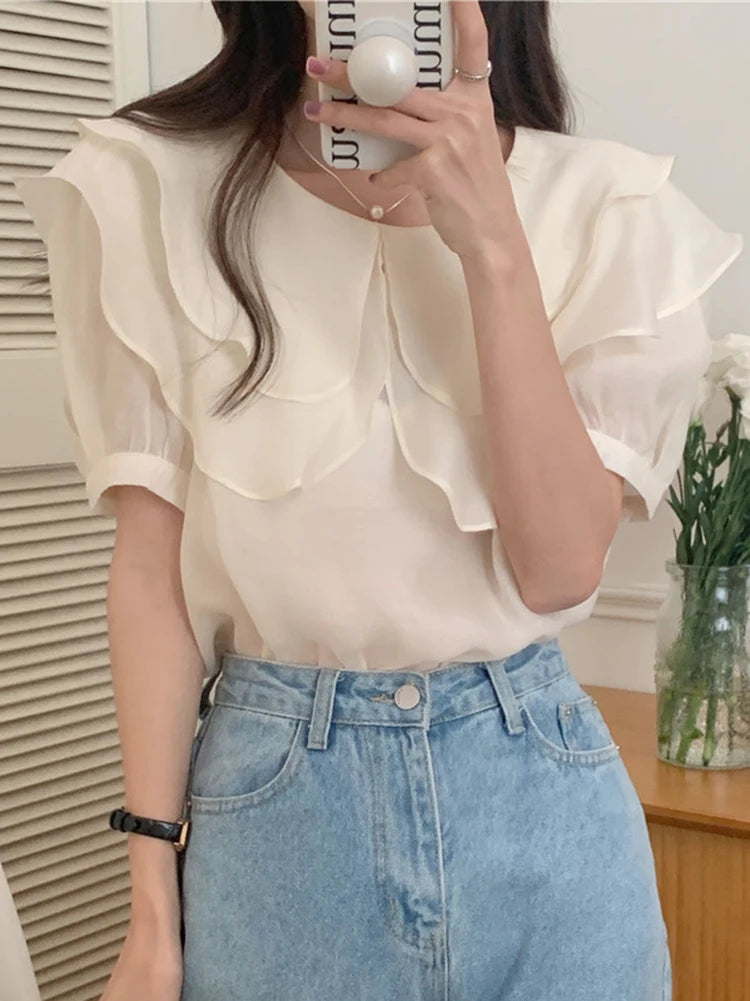 Blusas De Verano Mujer 2023 Summer Short Sleeve Pink Blouse Women Loose Shirt Female Korean Style Tops Fashion Womens Clothing