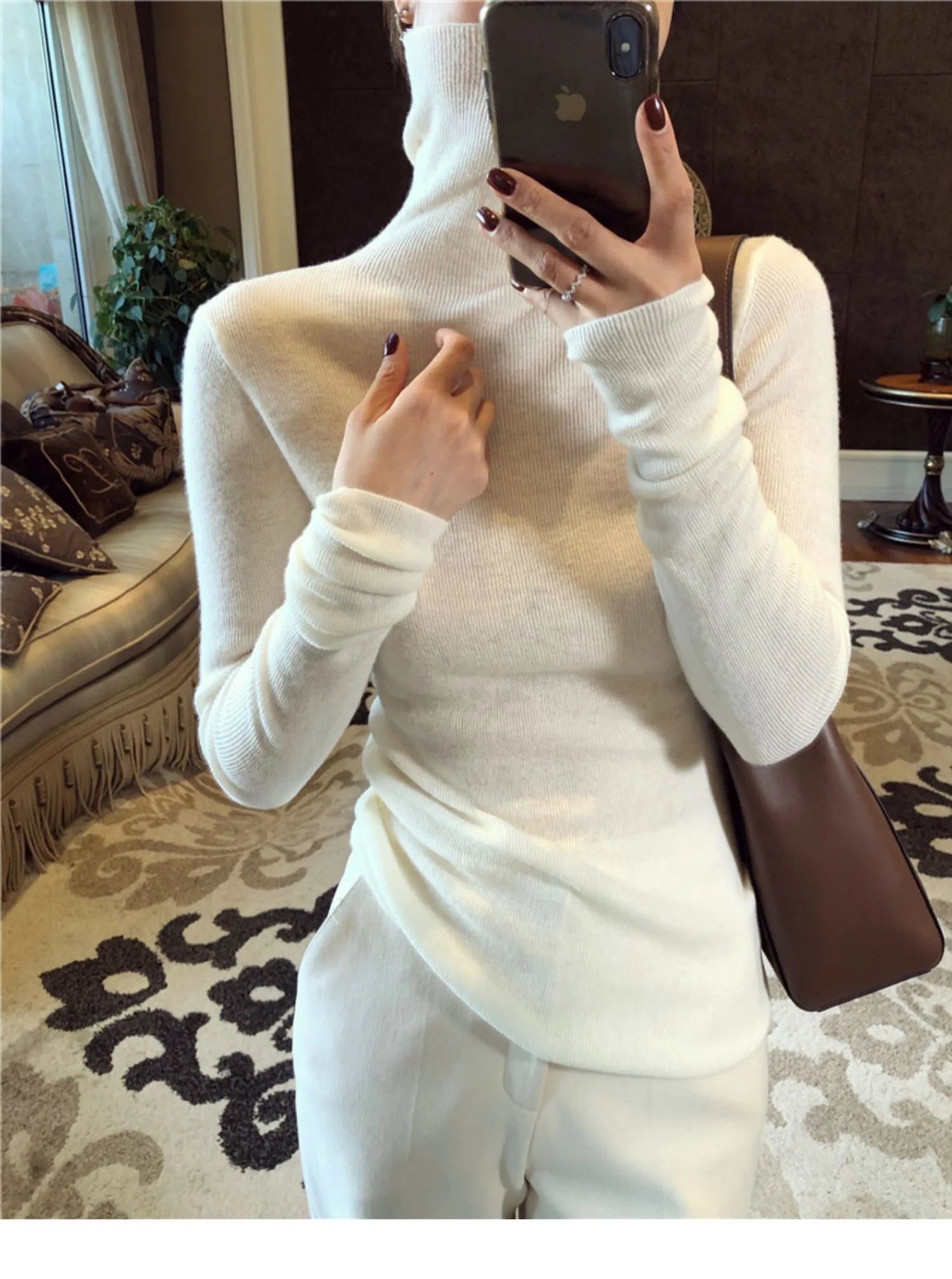 Turtleneck Cashmere Thick Sweater Women Wnter Jumpers Knit Female Long Sleeve Slim Pullover Soft Warm Pull Femme Tops Purple