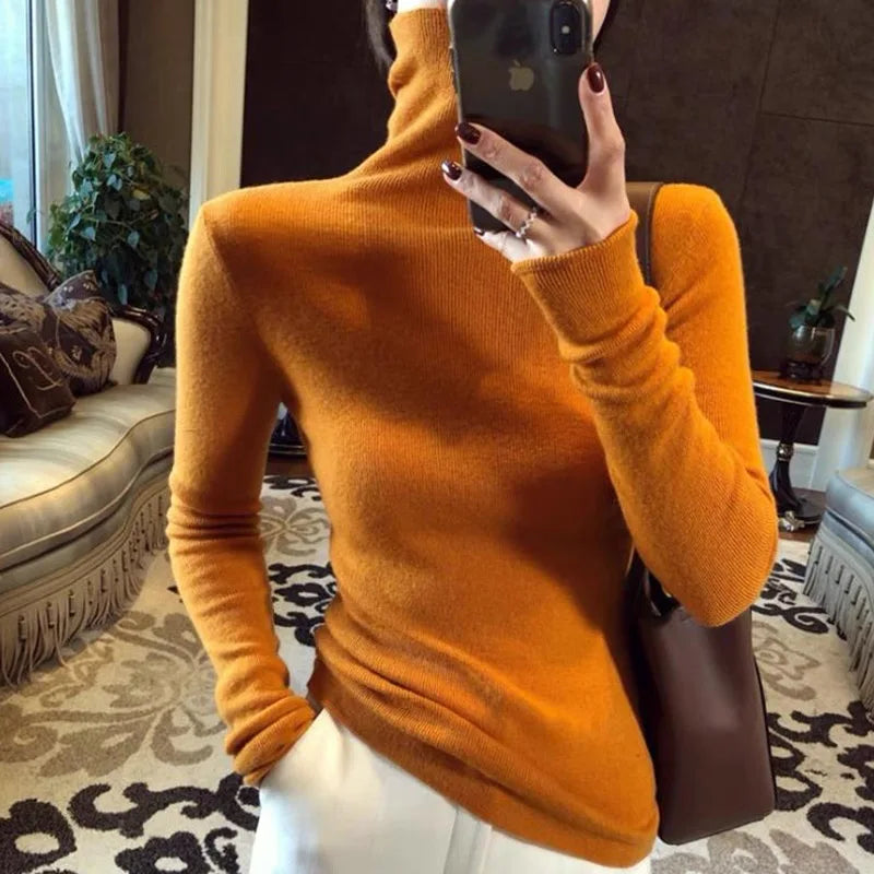 Turtleneck Cashmere Thick Sweater Women Wnter Jumpers Knit Female Long Sleeve Slim Pullover Soft Warm Pull Femme Tops Purple