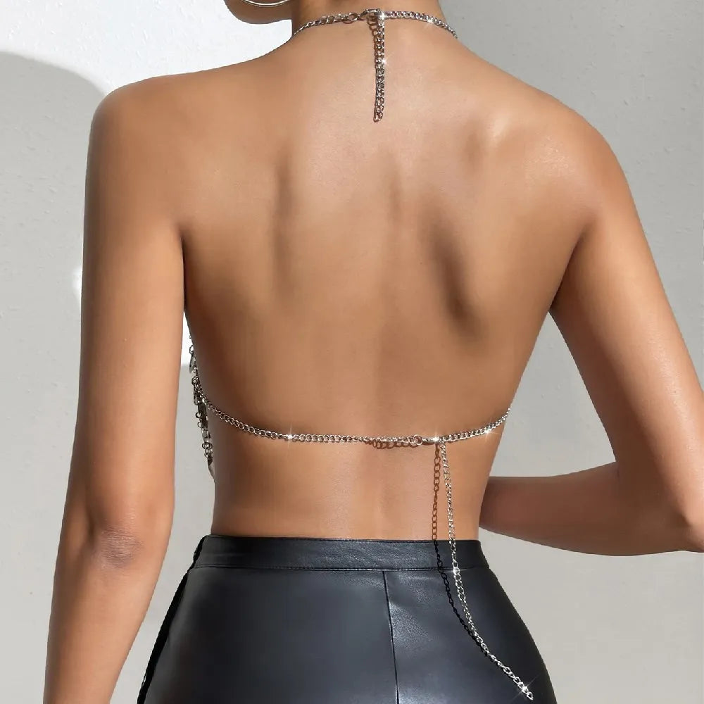 Cosysail Sexy Double-Layer Sequin V-Neck Cheat Crop Tops Vest for Female 2023 Trendy Sleeveless Tank Tops Party Club Tube Shirts