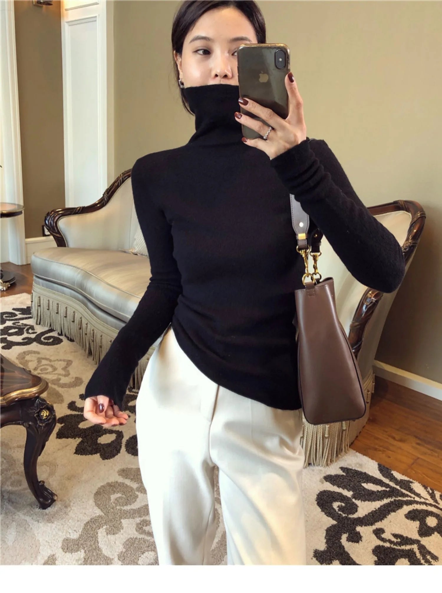 Turtleneck Cashmere Thick Sweater Women Wnter Jumpers Knit Female Long Sleeve Slim Pullover Soft Warm Pull Femme Tops Purple