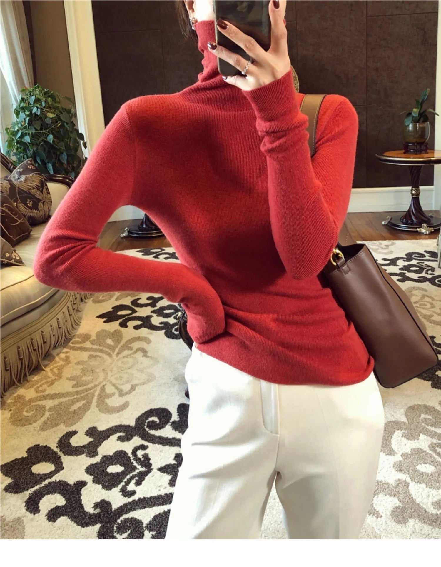 Turtleneck Cashmere Thick Sweater Women Wnter Jumpers Knit Female Long Sleeve Slim Pullover Soft Warm Pull Femme Tops Purple